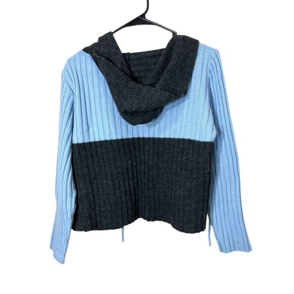 Vintage smooches Y2K Blue Gray Chunky Knit Cardigan Sweater Size M - Picture 8 of 9